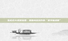 生成式AI视频处理：颠覆内容创作的“数字魔术师”