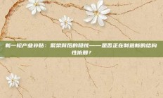 新一轮产业补贴：繁荣背后的隐忧——是否正在制造新的结构性依赖？